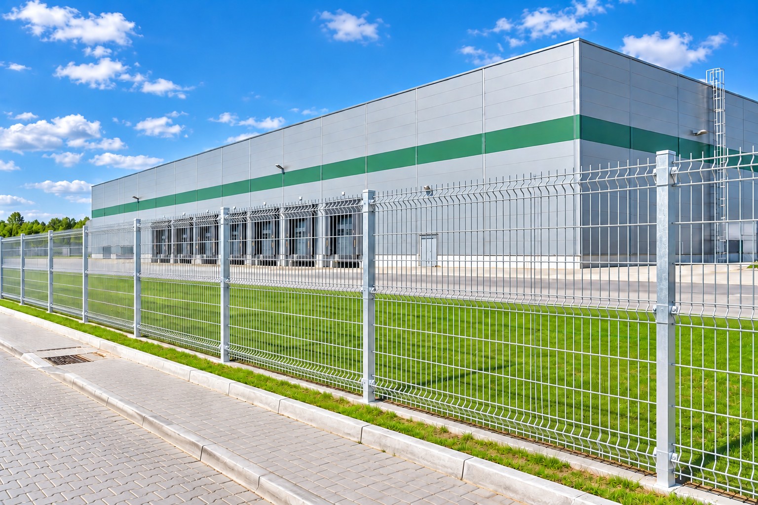 Ogrodzenie hali przemysłowej z paneli 3D 250x153 cm fi 5 mm ocynkowanych ogniowo
