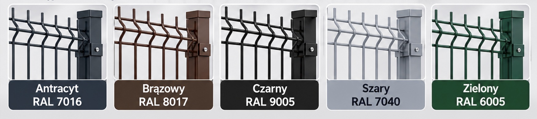 Panel ogrodzeniowy 3D 250x173 cm fi 5 mm – kolory RAL 7016, 8017, 9005, 7040 i 6005