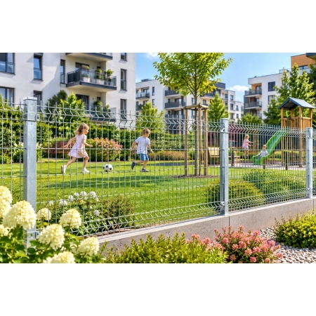 Panel ogrodzeniowy 3D 250x103 cm fi 4 mm ocynkowany ogniowo – ogrodzenie panelowe osiedla mieszkaniowego